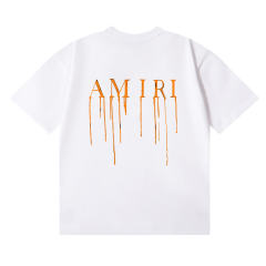Orange Flow Paint Letter Print tee 2 colors