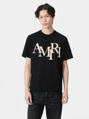 AM Mismatched Foam Letter Logo Print Tee 3 colors
