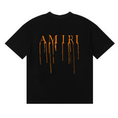 Orange Flow Paint Letter Print tee 2 colors