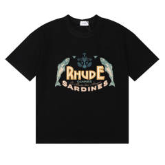 Rhude Sardines Tee T-Shirts (Black Beige White)