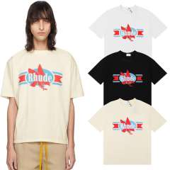 Rhude Chevron Eagle T-Shirts (Black Beige White)