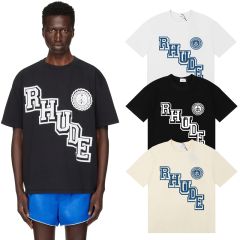 Rhude Classic Logo T-Shirts (Black Beige White)