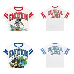 Mixed Emotion Astronaut Surfing Skull Playing Guitar Print Tee 2 colors