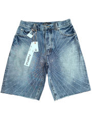 1:1 quality version Purple Diamond-studded denim shorts