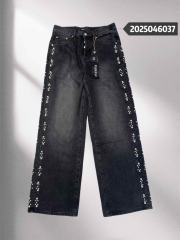 1:1 quality version Purple Side Beaded Wide Leg Jeans