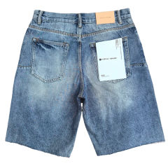 1:1 quality version Purple Diamond-studded denim shorts