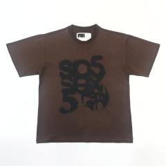 1:1 quality version 28219053 Black Spot Letter Brown Printed Tee