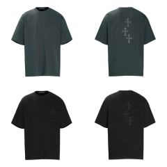 Chr0me Hearts Distressed Cross T-Shirts (Black/Gray)