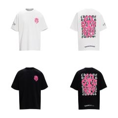 Chr0me Hearts Distressed Cross T-Shirts No Pocket (Black/White)