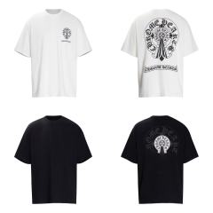 Chr0me Hearts Distressed Cross T-Shirts (Black/White)