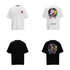 Chr0me Hearts Distressed Cross T-Shirts No Pocket (Black/White)