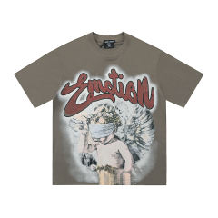 Mixed Emotion Red Diamond Letter Masked Angel Print Tee