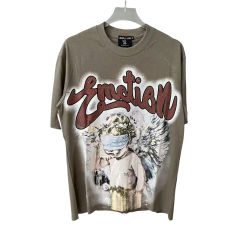 Mixed Emotion Red Diamond Letter Masked Angel Print Tee