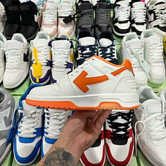Off-White Out Of Office Low-Top Leather OW Sneakers Shoes White Orange (Size 7-11)