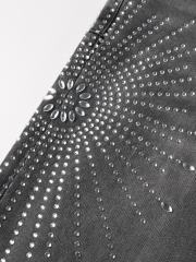 1:1 Quality Version Purple Radial Rhinestone Black Jeans