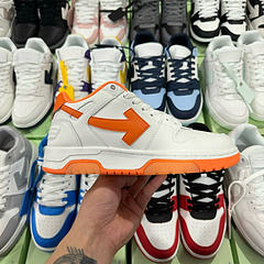 Off-White Out Of Office Low-Top Leather OW Sneakers Shoes White Orange (Size 7-11)
