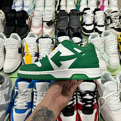 Off-White Out Of Office Low-Top Leather OW Sneakers Shoes White Green (Size 7-11)