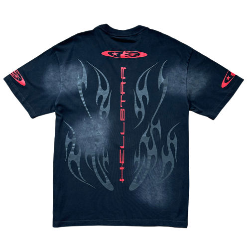Hellstar Dark Flame Red Logo Print Washed Version Tee