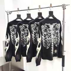 1:1 Quality Hellstar Glow-in-the-dark bone print long-sleeved T-shirt with NFC tag