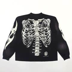 1:1 Quality Hellstar Glow-in-the-dark bone print long-sleeved T-shirt with NFC tag