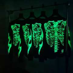 1:1 Quality Hellstar Glow-in-the-dark bone print long-sleeved T-shirt with NFC tag