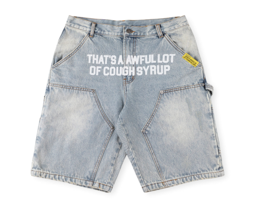 1:1 quality version Cough Syrup Letter Print Denim Shorts 2 colors