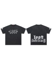 Lost Intricacy Black white diamond skull Print Washed Version Tee