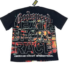 28429037 Skeleton Race Car Driver Holding Trophy Print Washed Version Tee 2 colors