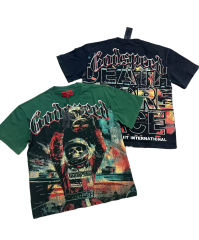28429037 Skeleton Race Car Driver Holding Trophy Print Washed Version Tee 2 colors