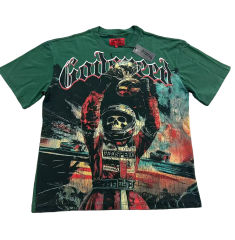 28429037 Skeleton Race Car Driver Holding Trophy Print Washed Version Tee 2 colors