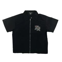 28475731 Embroidered Gemstone-Inlaid Zip up Shirt & Shorts Set