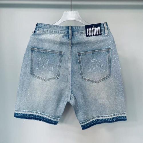 Mixed Emotion Rhinestone Logo Denim Shorts