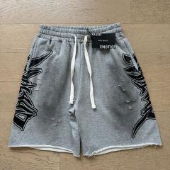 Mixed Emotion Side Letter Print Vintage Cut-Off Shorts
