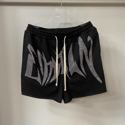 Mixed Emotion Rhinestone letter logo shorts black