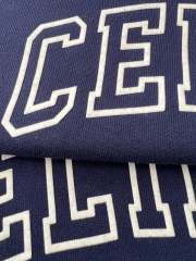 Openwork Flocked Letter Crewneck Pullover Sweatshirt 28494592