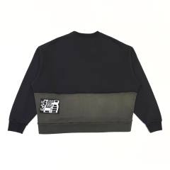 1:1 quality version Black and Gray Patchwork Crewneck Sweatshirt
