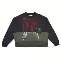 1:1 quality version Black and Gray Patchwork Crewneck Sweatshirt