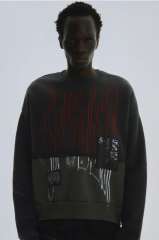 1:1 quality version Black and Gray Patchwork Crewneck Sweatshirt