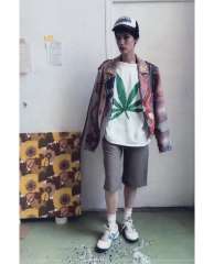 1:1 quality version GD Front and back large green leaf print Tee