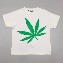 1:1 quality version GD Front and back large green leaf print Tee