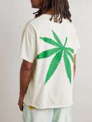 1:1 quality version GD Front and back large green leaf print Tee