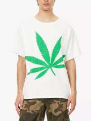 1:1 quality version GD Front and back large green leaf print Tee