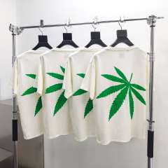 1:1 quality version GD Front and back large green leaf print Tee