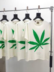 1:1 quality version GD Front and back large green leaf print Tee
