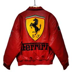 Ferrari Red Steed Embroidered Leather Jacket 28702275