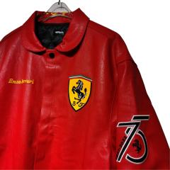 Ferrari Red Steed Embroidered Leather Jacket 28702275