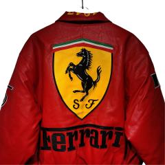 Ferrari Red Steed Embroidered Leather Jacket 28702275