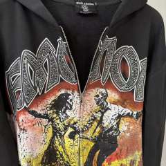 Skeleton Last Dance Rhinestone Print Zipper Hoodie 28700558