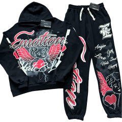 Street Graffiti Print Hoodie & Pants Set 3 colors 28594833