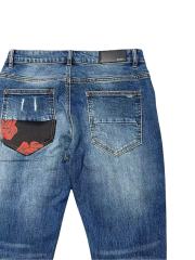 1:1 quality version Black and Red Distressed Patchwork Jeans 28655821